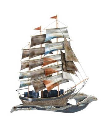 Adorno de Pared Barco Náutico en Metal para Decoración de Estilo Marítimo, Aplique Decorativo Ideal para Hogar