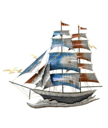 Adorno de Pared Barco Náutico de Metal para Decoración Marítima en Hogar, Ideal para Estilo Marinero