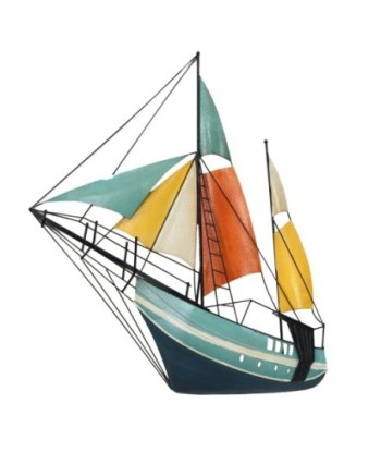 Adorno Pared Barco Velero Nautico Decoración Marítima para Hogar Estilo Marineros Aplique Metal 96 cm
