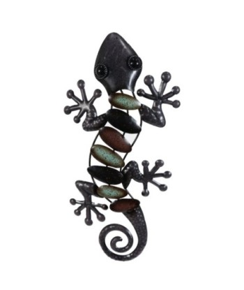 Adorno Pared Lagarto Metal Negro 38 cm