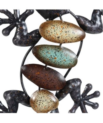 Adorno pared lagarto pequeño decorativo jardín tropical metal negro