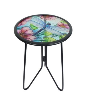 Mesa Libelula Tropical Metal Cristal Azul 52,5x31x31 cm