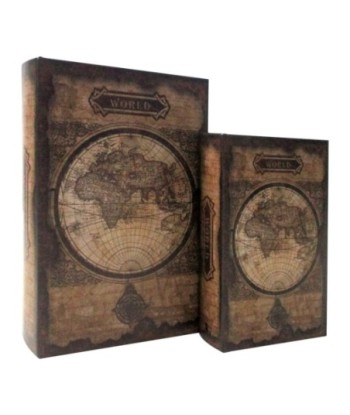 Caja Libro Mapa Decorativa Vintage para Decoración del Hogar y Organización de Espacios
