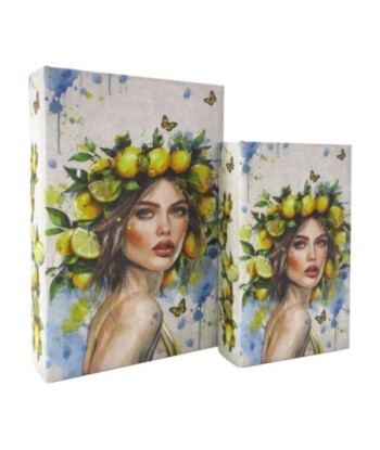 Caja Libro Mujer Limones 2U Decoración Hogar