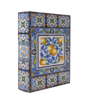 Caja libro limones decorativa vintage estilo mediterráneo