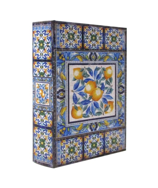 Caja libro limones decorativa vintage estilo mediterráneo