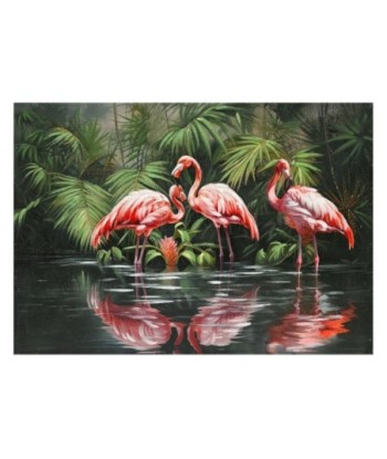 Cuadro flamencos decorativo para pared, diseño tropical y color rosa vibrante