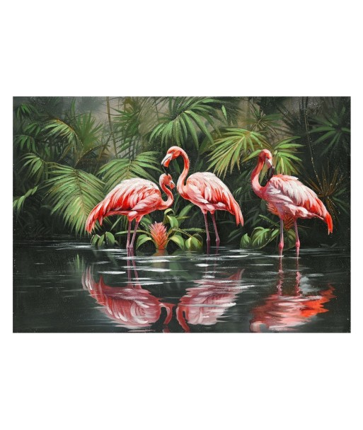 Cuadro flamencos decorativo para pared, diseño tropical y color rosa vibrante