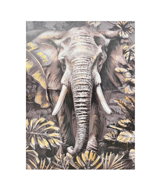 Cuadro elefante étnico para decoración de pared en tonos grises y blancos