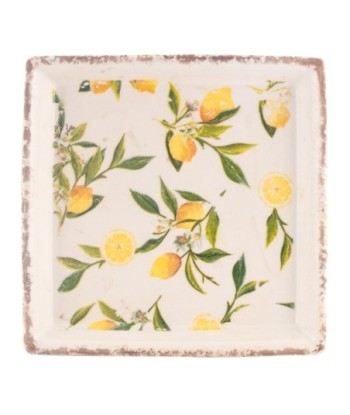 Plato Limones Ceramica Amarillo Decoración Hogar