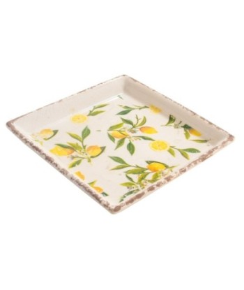 Plato Limones Ceramica Amarillo Decoración Hogar