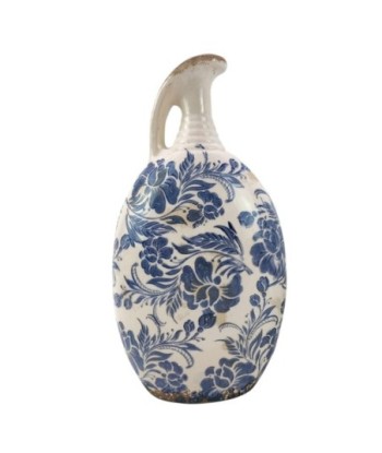 Jarron flores grande azul ceramica decorativo para hogar y oficina