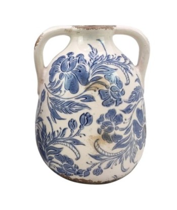 Jarron flores pequeño ceramica azul decoracion hogar