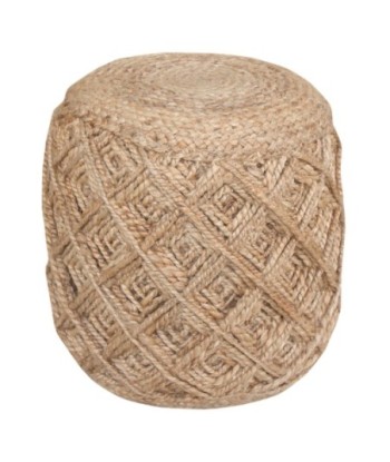 Puff Beige 40 cm, Puff Decorativo de Yute Natural, Puff para Sala, Puff Multifuncional, Puff de Estilo Contemporáneo