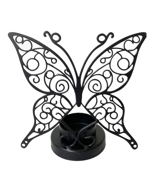 Portavelas mariposa étnico de metal