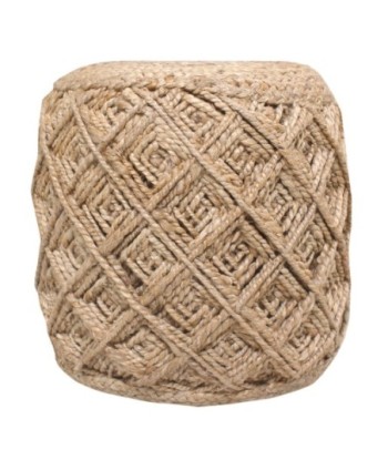 Puff Beige 40 cm, Puff Decorativo de Yute Natural, Puff para Sala, Puff Multifuncional, Puff de Estilo Contemporáneo