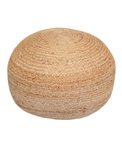 Puff Beige 50cm de Yute Natural, Puff Decorativo para Sala de Estar, Puff Multifuncional para Descanso y Relajación