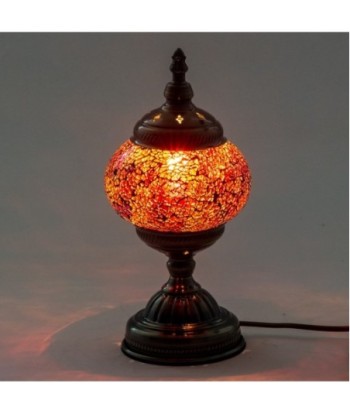 Lámpara Mosaico India Naranja Metal Vidrio Decoración Hogar Regalo Artesanal