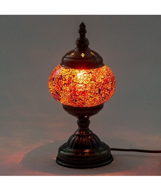 Lámpara Mosaico India Naranja Metal Vidrio Decoración Hogar Regalo Artesanal