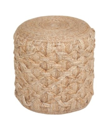 Puff Beige 40cm de Yute Natural, Puff Decorativo para Hogar, Puff Multifuncional para Sala, Puff de Estilo Bohemio