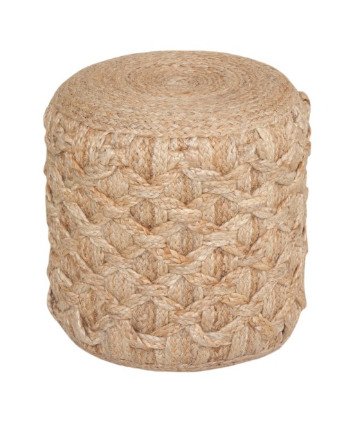 Puff Beige 40cm de Yute Natural, Puff Decorativo para Hogar, Puff Multifuncional para Sala, Puff de Estilo Bohemio