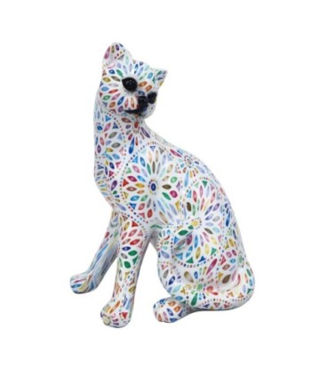 Figura de Gato Blanco Resina 22,5 cm x 12 cm x 16,5 cm
