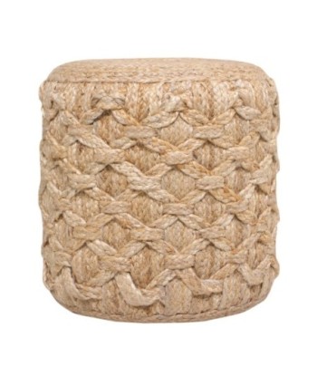 Puff Beige 40cm de Yute Natural, Puff Decorativo para Hogar, Puff Multifuncional para Sala, Puff de Estilo Bohemio