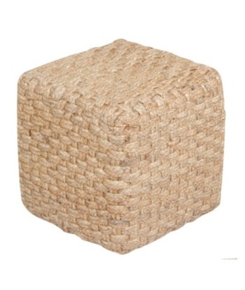 Puff 40x40cm Beige de Yute Natural, Puff Decorativo Ideal para Salón, Habitación y Espacios Modernos