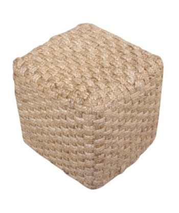 Puff 40x40cm Beige de Yute Natural, Puff Decorativo Ideal para Salón, Habitación y Espacios Modernos