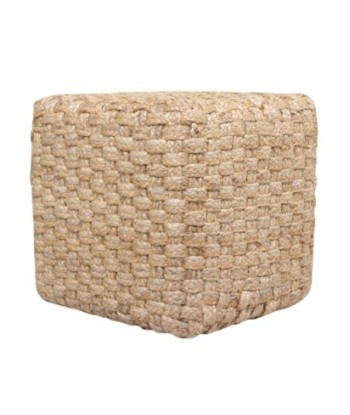Puff 40x40cm Beige de Yute Natural, Puff Decorativo Ideal para Salón, Habitación y Espacios Modernos