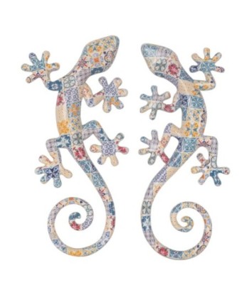 Lagarto hidraulico figura decorativa resina azul 20,5 cm