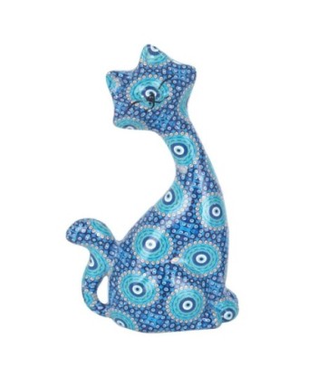 Figura de Gato Azul Resina Decorativa para Hogar y Oficina