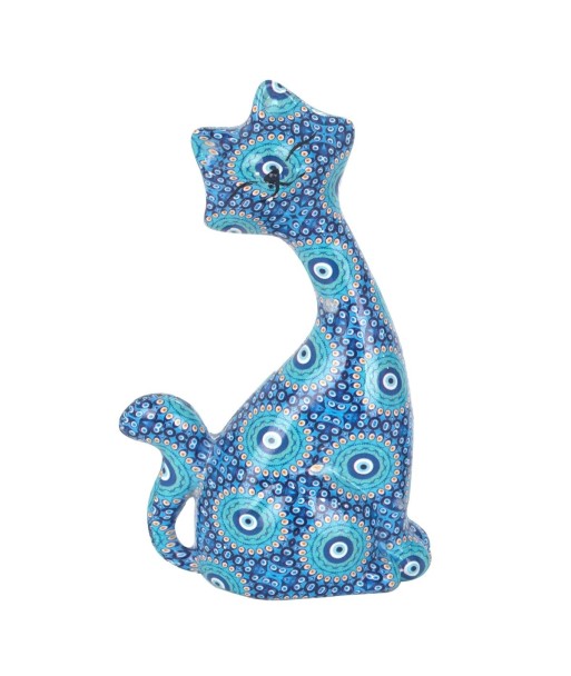 Figura de Gato Azul Resina Decorativa para Hogar y Oficina