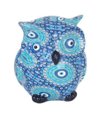 Figura Búho Pequeño Azul Resina Decorativa Hogar Oficina Regalo