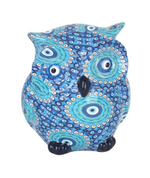 Figura Búho Pequeño Azul Resina Decorativa Hogar Oficina Regalo