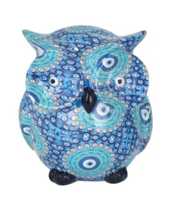 Buho grande de resina azul para decoración de hogar y regalos originales