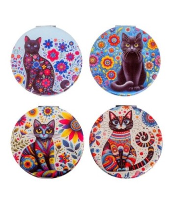 Espejo bolsillo gato 4 diferentes diseño étnico regalo