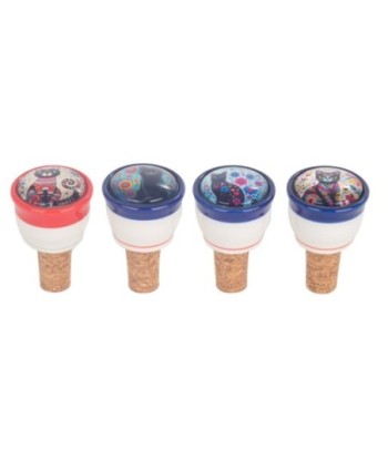 Tapón Vino Gato 4 Unidades Decorativos Etnicos para Botellas de Vino