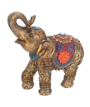 Figura de Elefante Etnico Resina Dorado 15,5 cm