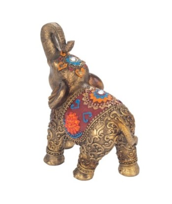 Figura de Elefante Etnico Resina Dorado 15,5 cm