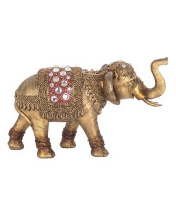 Figura Elefante Etnico Resina Dorada Decorativa 24 cm