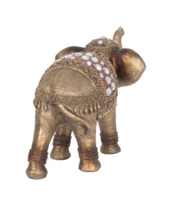 Figura Elefante Etnico Resina Dorada Decorativa 24 cm