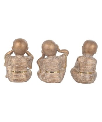 Monje No Ve-Oye-Habla Resina Dorado 21cm Figura Buda Oriental Decoración Feng Shui