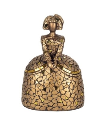 Figura decorativa Menina dorada de resina de 18,5 cm