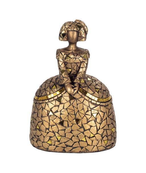 Figura decorativa Menina dorada de resina de 18,5 cm