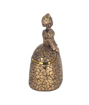 Figura decorativa Menina dorada de resina de 18,5 cm