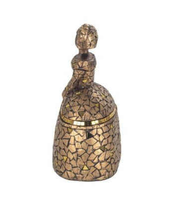 Figura decorativa Menina dorada de resina de 18,5 cm