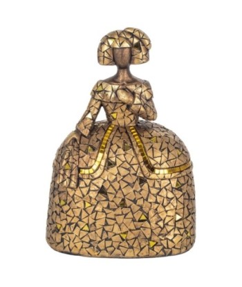 Figura decorativa Menina dorada de resina de 22,5 cm