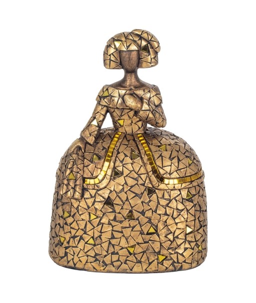Figura decorativa Menina dorada de resina de 22,5 cm