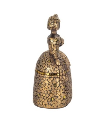 Figura decorativa Menina dorada de resina de 22,5 cm
